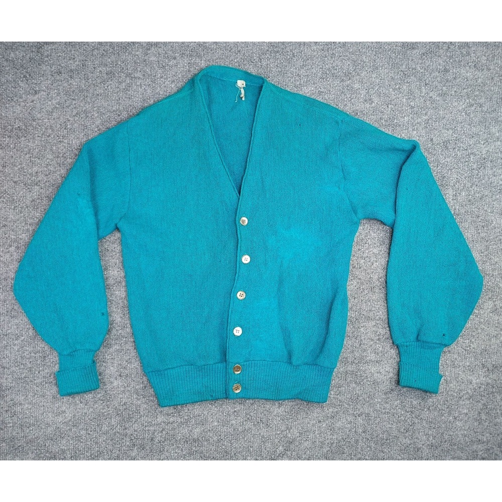 Vintage 1960s Cardigan Sweater Blue Medium Halloween Zombie Holes In It Costume?